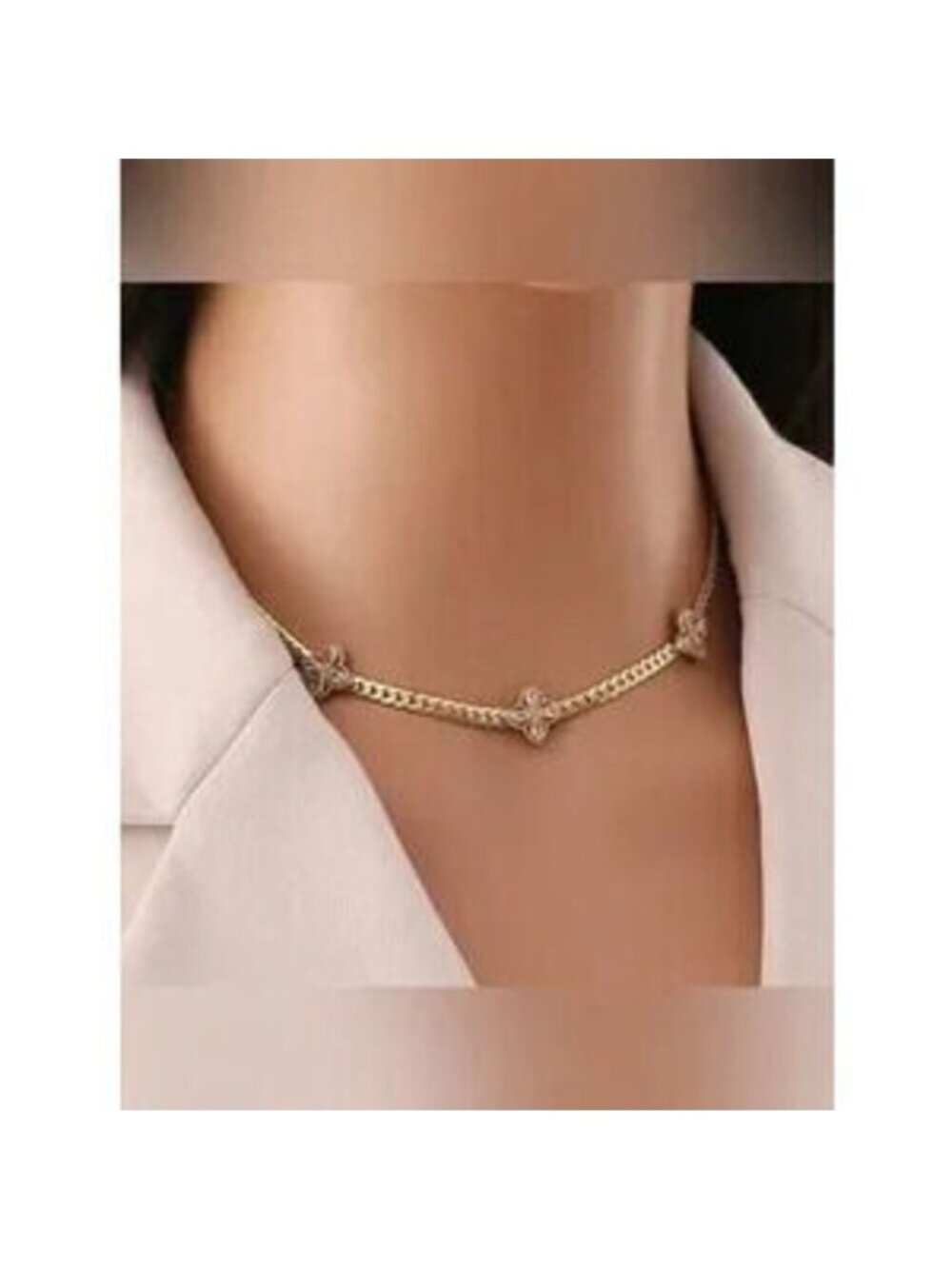 Gold Stainless Steel Clover Chain Necklace Gift Dainty